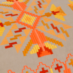 Kalina Embroidered Cushion - Orange - thumbnail 2