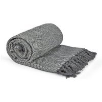 Herringbone Cotton Throw  - Silver