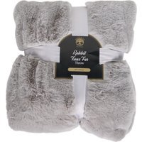 Soft Rabbit Faux Fur Throw - Grey - image 1