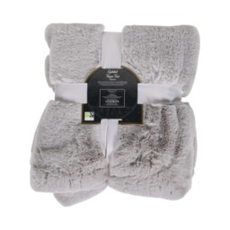 Soft Rabbit Faux Fur Throw - Grey - thumbnail 2