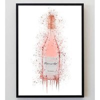 Pink Prosecco Bottle Splatter Print - Pink / A5