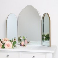 Arched Triple Vanity Mirror - Antique Gold