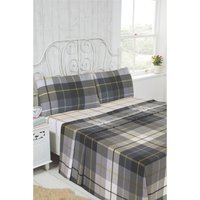Flannelette Tartan Brushed Cotton Sheet Set - Blue / King