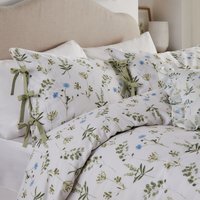 Meadow Cotton Floral Duvet Cover Set - White/Cornflower / Super King - image 1