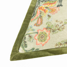 Sundara Printed Velvet Cushion - Ecru / Polyester - thumbnail 3
