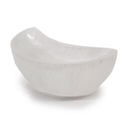Selenite Moon Bowl Crystal Holder Decorative Accent - White - thumbnail 3