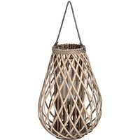 Large Wicker Bulbous Lantern Perfect for Indoor or Outdoor - Brown - image 1