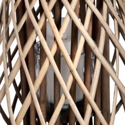 Large Wicker Bulbous Lantern Perfect for Indoor or Outdoor - Brown - thumbnail 2