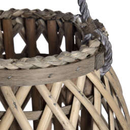 Large Wicker Bulbous Lantern Perfect for Indoor or Outdoor - Brown - thumbnail 3