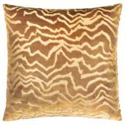 Tierra Cut Velvet Abstract Cushion - Brass / Feather - thumbnail 2