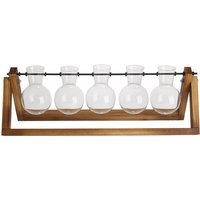 Wooden Plant Propagation Station with 5 Bulbs Vase - Wood