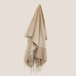 Indian Handcrafted Cotton Pareo Towel Warm Sand - Brown - thumbnail 4