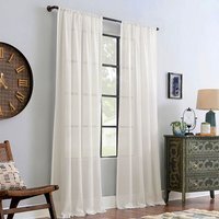 Pair of Polyester Sheer Curtains - Ivory White