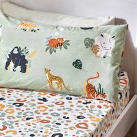 Wildlife Animal Print Fitted Sheet - White / Double