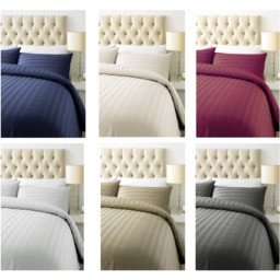 Duvet Cover Sets Sateen Stripe - White / Double - thumbnail 2