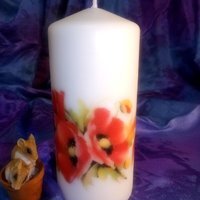 Pillar Candle Poppy Flower  - White / 3 - image 1