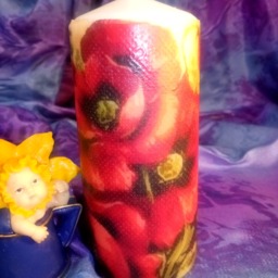 Pillar Candle Poppy Flower  - White / 3 - thumbnail 2