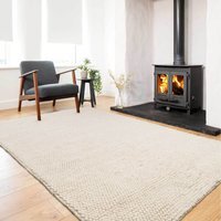 Luxury Cream Bobble Wool Blend Living Area Rug - Cream / 170 x 120cm