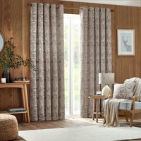 Set of 2 Winter Woods Chenille Eyelet Curtains - Taupe / 168cm / 229cm - image 1