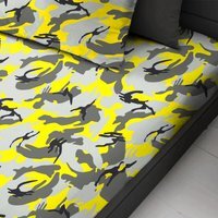 Military Style Camouflage Fitted Sheet - yellow / Double