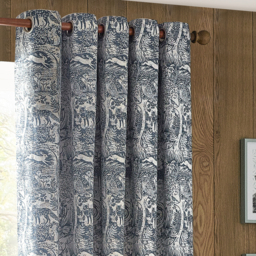Set of 2 Winter Woods Chenille Eyelet Curtains - Midnight / 168cm / 183cm - thumbnail 2