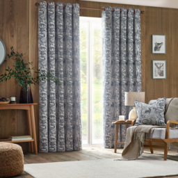 Set of 2 Winter Woods Chenille Eyelet Curtains - Midnight / 168cm / 183cm - thumbnail 5