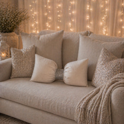 Medium Plush Velvet Bow Cushion - Cream - thumbnail 3