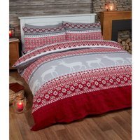 Fairisle Cotton Bed Cover Sheet Set - Red / Double - image 1