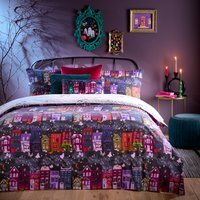 Creepy Town Reversible Duvet Cover Set - Charcoal