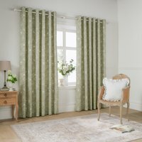 Bella Floral Eyelet Curtain Pair - Sage / 168cm / 137cm - image 1