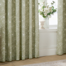 Bella Floral Eyelet Curtain Pair - Sage / 168cm / 137cm - thumbnail 5