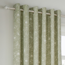 Bella Floral Eyelet Curtain Pair - Sage / 168cm / 137cm - thumbnail 4