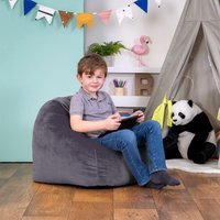 Kids Bean Bag Chair, Velvet Childrens Bean Bag for Girls and Boys - Grey - thumbnail 1