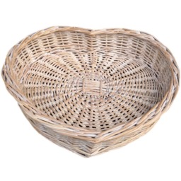 White Wash Heart Shaped Wicker Tray - Off White / 31cm - thumbnail 3