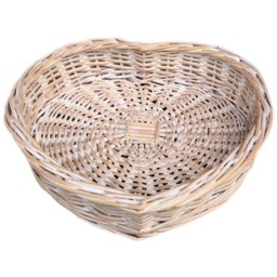 White Wash Heart Shaped Wicker Tray - Off White / 31cm - thumbnail 2