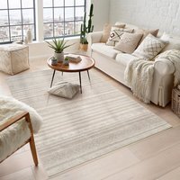 Maia Low Pile Washable Non Slip Motif Traditional Area Rug Living Room Hallway - Beige / 180cm