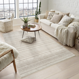 Maia Low Pile Washable Non Slip Motif Traditional Area Rug Living Room Hallway - Beige / 180cm - thumbnail 2