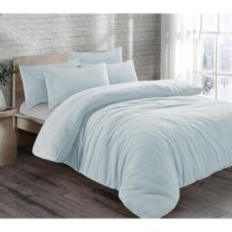 Teddy Bear Fleece Duvet Cover Set - Blue / Superking - thumbnail 2