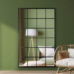 MirrorOutlet Fenestra Black Extra Large Window Leaner Wall Mirror 174CM X 110CM - Black - thumbnail 2
