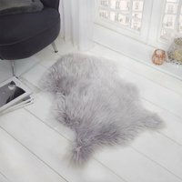 Sienna Faux Fur Sheepskin Fluffy Soft Rug - Grey