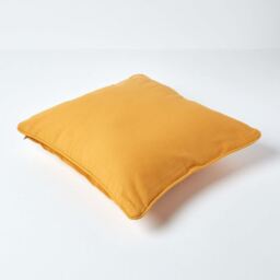 Homescapes Cotton Plain Cushion Cover - Mustard / 45cm - thumbnail 4