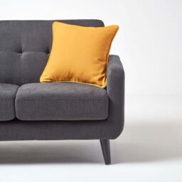 Homescapes Cotton Plain Cushion Cover - Mustard / 45cm - thumbnail 2