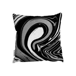 Black Marbled Paint Outdoor Cushion - Black / 60cm - thumbnail 2
