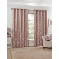 English Garden Lined Eyelet Jacquard Curtains - Blush Pink / 168cm / 137cm
