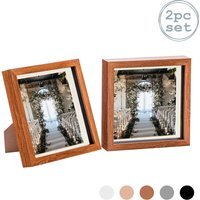 "3D Box Photo Frame - 8 x 8"" with 6 x 6"" Mount - Pack of 2 - Dark Wood/Ivory" - thumbnail 1