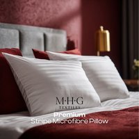 Hotel Quality Striped Microfibre Pillow Soft Medium Support  - White / 4 - thumbnail 1