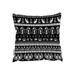 Tribal Ethnic Pattern With Egypt Symbols Outdoor Cushion - Black / 60cm - thumbnail 2