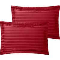 250TC Duvet Cover Sets Sateen Stripe and Pillowcases - Maroon / Twin