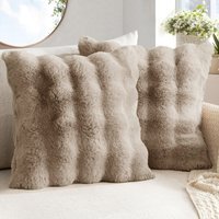 Luxury Supersoft Faux Fur Cushion - Beige / 56cm - image 1
