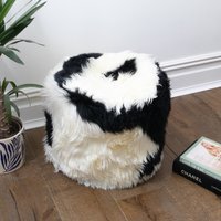 Black and White Filled Sheepskin Pouffe - Black and White - thumbnail 1